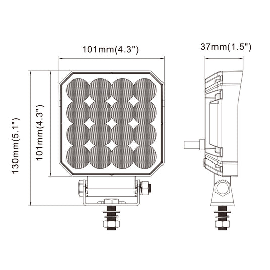 CM-2090S+, 4.5Inch 25W ,1600LM SQUARE Flood Beam Waterproof IP67 Lighting for Truck SUV Jeep Off-Road