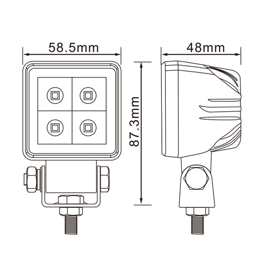 CM-5004, 2.3Inch 18W ,1693LM SQUARE  Edgeless Waterproof IP67 Lighting for Truck SUV Jeep Off-Road