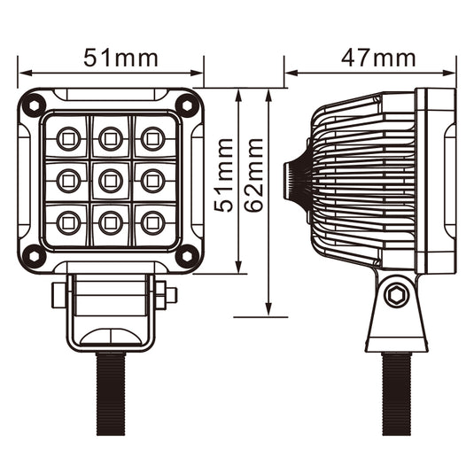 CM-5014, 2" 10W ,1000LM MINI POD LED WORK LIGHT Waterproof IP67 Lighting for Truck SUV Jeep Off-Road