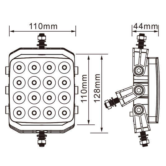 CM-5148, 4.5" 26W ,2000LM SQUARE LED Work Light Flood Beam Waterproof IP67 Lighting for Truck SUV Jeep Off-Road