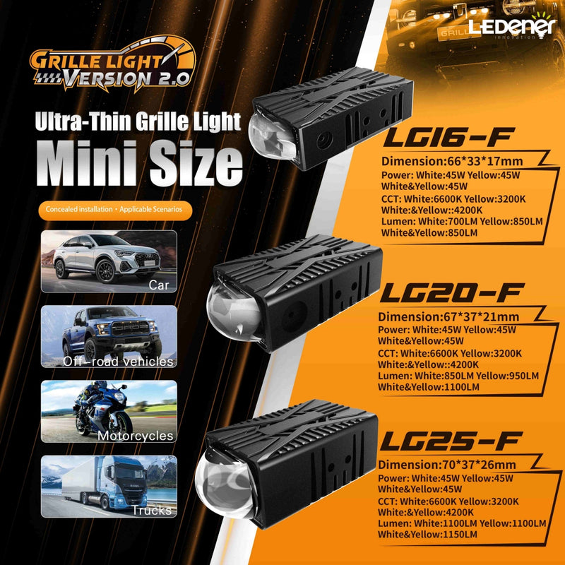Load image into Gallery viewer, LG16/LG20/LG25 Serials, Ultra-Thin LED Grille Light V2.0 with Built-in Waterproof Fan, High Power Multi-Scenario Mounting for SUV, Truck &amp; Motorcycle
