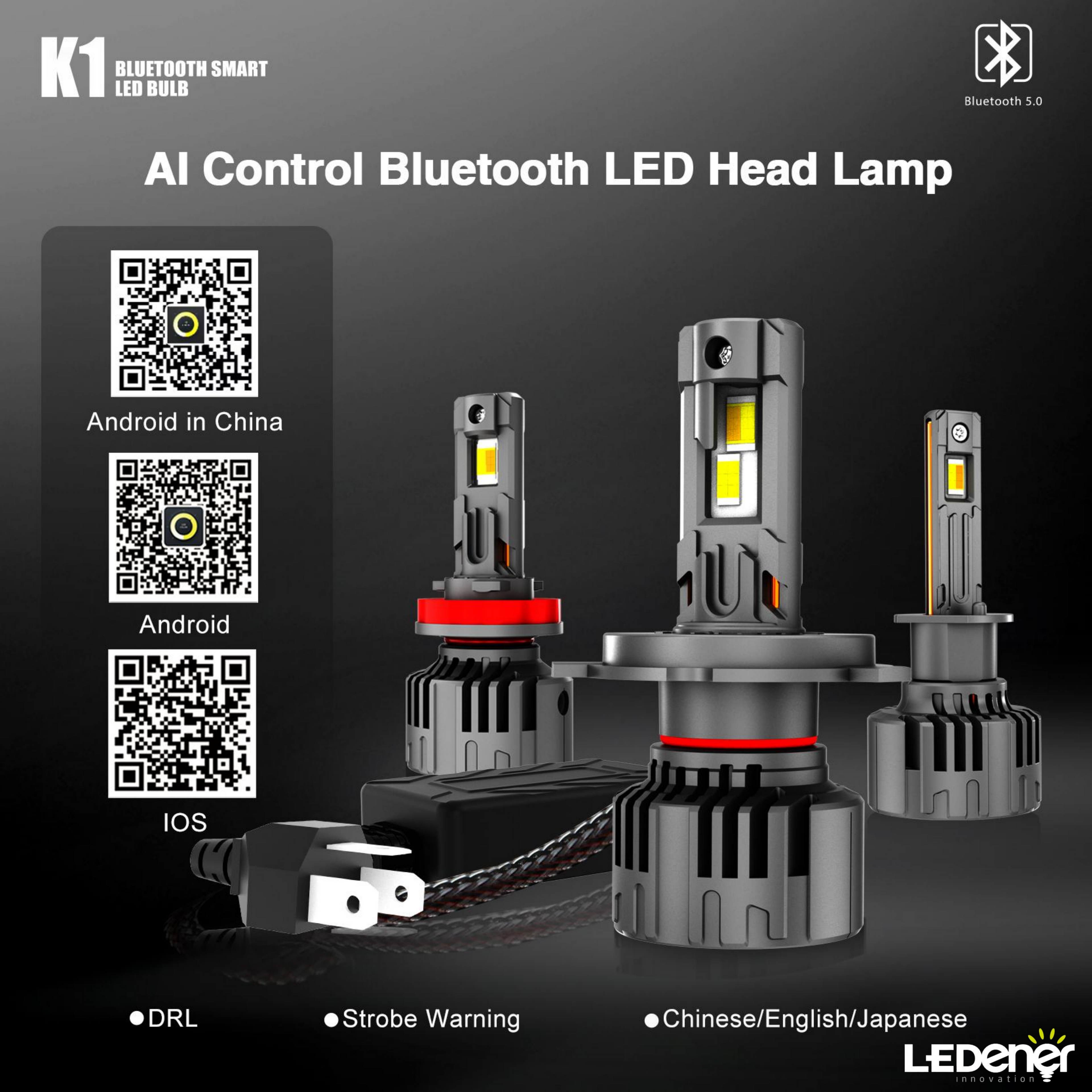 K1-APP Bluetooth App Controlled Dual Color LED Headlight