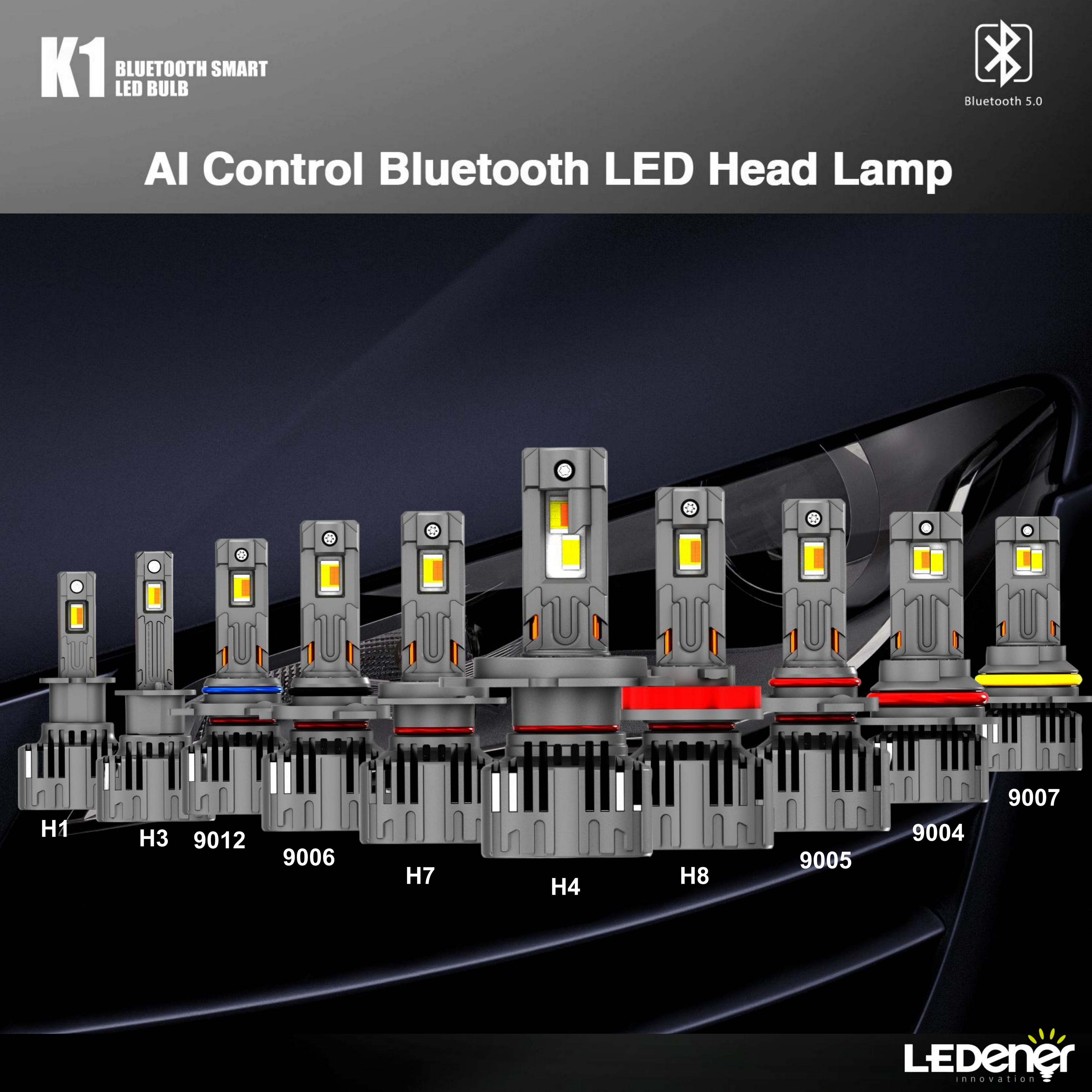 K1-APP Bluetooth App Controlled Dual Color LED Headlight