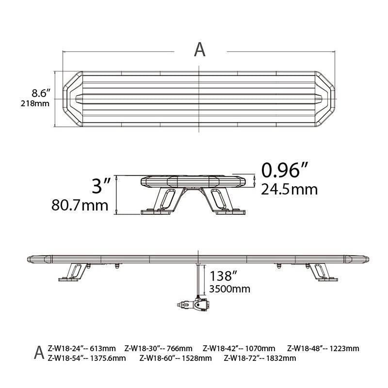 Load image into Gallery viewer, Z-W18 Series 0.96" Ultra-Thin LED Warning Lightbar | SAE J845 &amp; ECE R65 Approved | 6 Lengths (24"-72") | 14 Patterns| IP67
