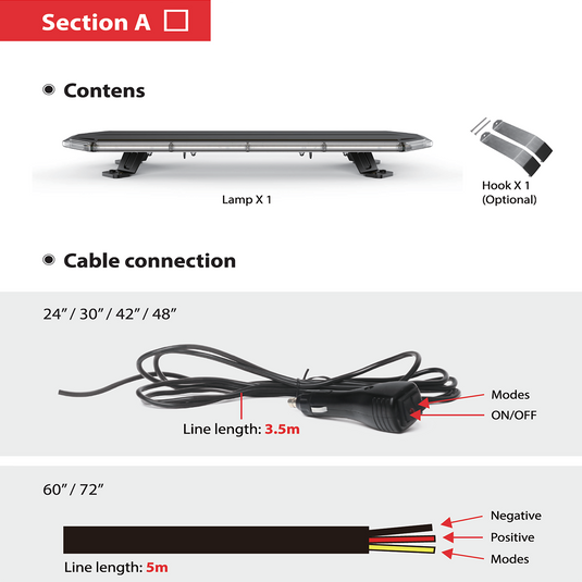 Z-W18 Series 0.96" Ultra-Thin LED Warning Lightbar | SAE J845 & ECE R65 Approved | 6 Lengths (24"-72") | 14 Patterns| IP67