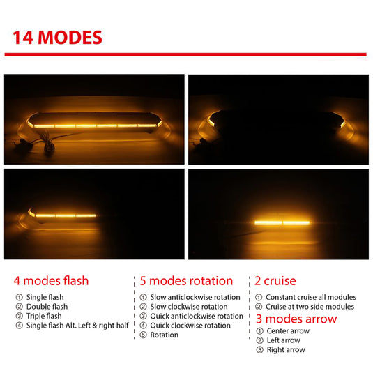 Z-W18 Series 0.96" Ultra-Thin LED Warning Lightbar | SAE J845 & ECE R65 Approved | 6 Lengths (24"-72") | 14 Patterns| IP67