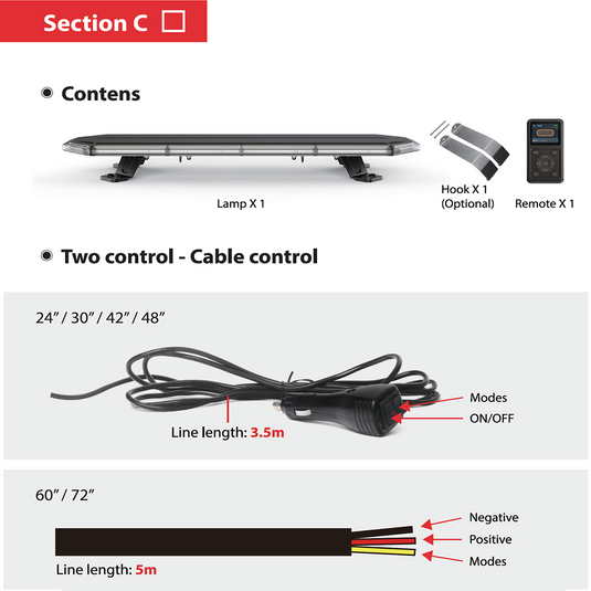 Z-W18 Series 0.96" Ultra-Thin LED Warning Lightbar | SAE J845 & ECE R65 Approved | 6 Lengths (24"-72") | 14 Patterns| IP67